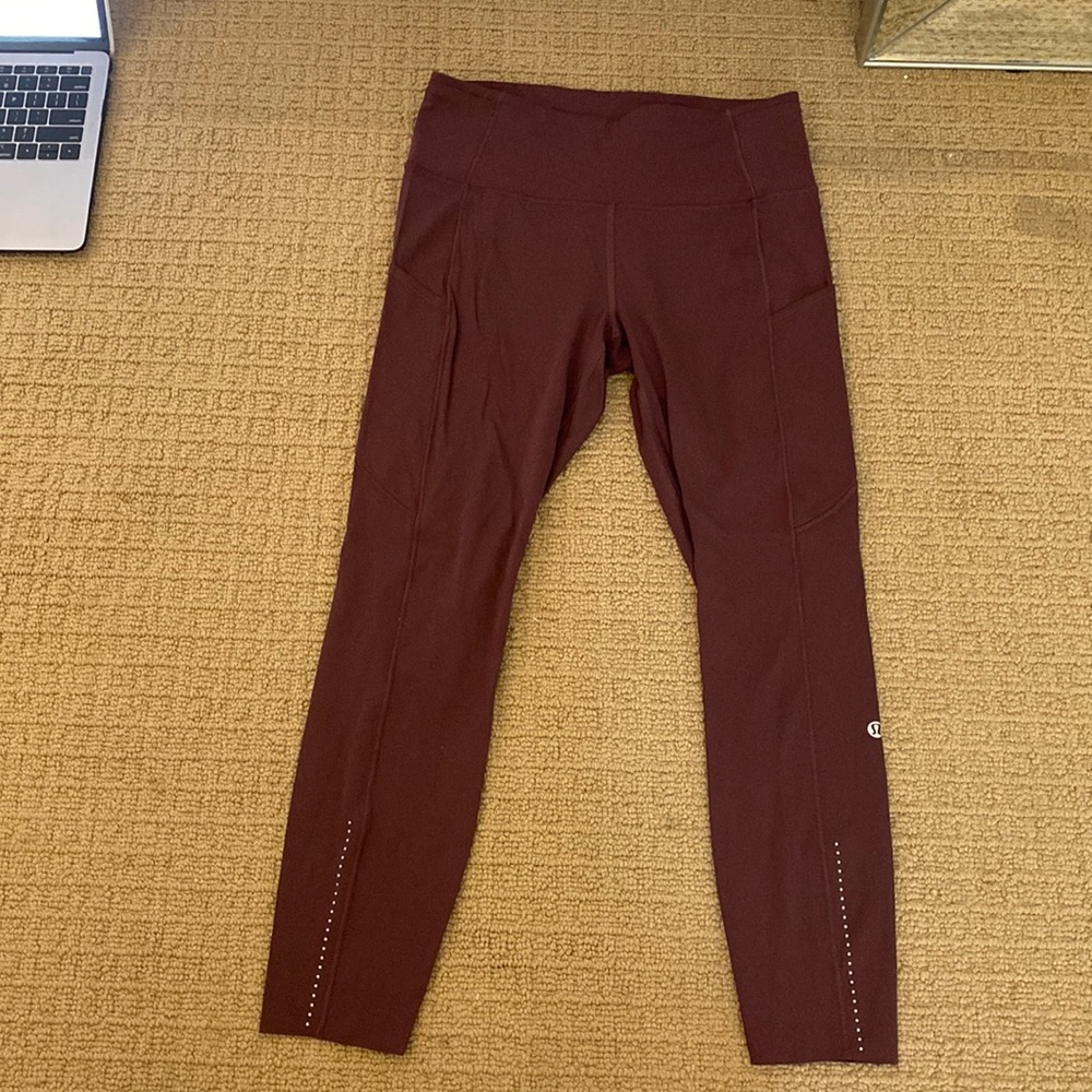 Lululemon Fast and Free Tight 25" Maroon